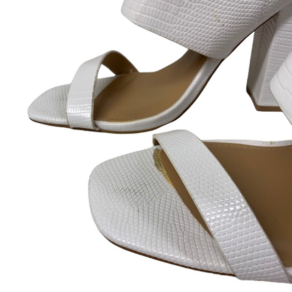 EXPRESS White Reptile Textured Block Heel Mules - Picture 3 of 12